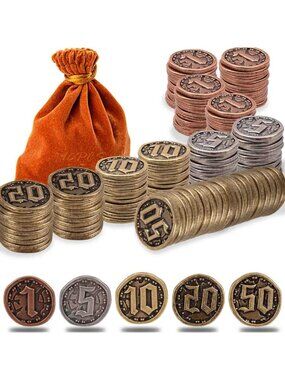 90 PCS Metal Game Coins Set for Board Games & RPG Tabletop - Mixed Styles